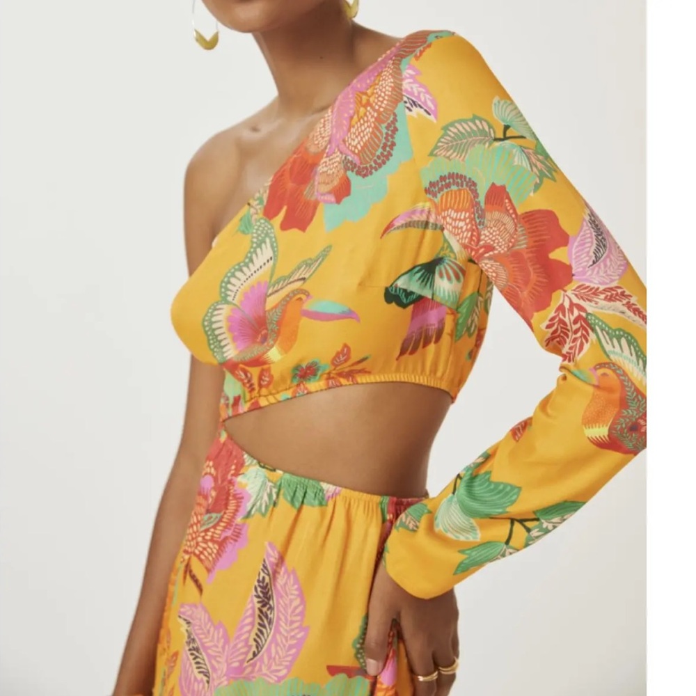 FARM RIO Anthropologie Mulitcolor Single Shoulder Maxi Dress Medium